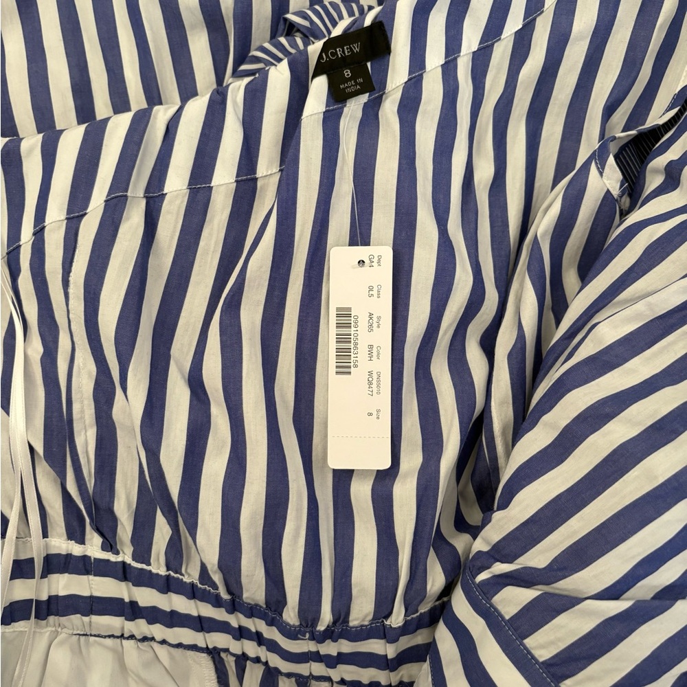 J.Crew One-Shoulder Striped Ruffle Jumpsuit – Size 8 - Picture 7 of 7
